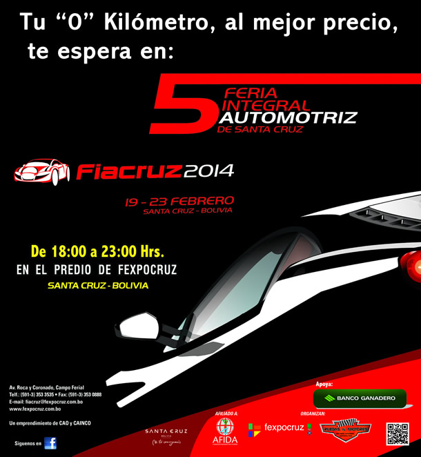 Tu “0” kilómetro, al mejor precio, te espera en la Feria Integral Automotriz de Santa Cruz – FIACRUZ 2014