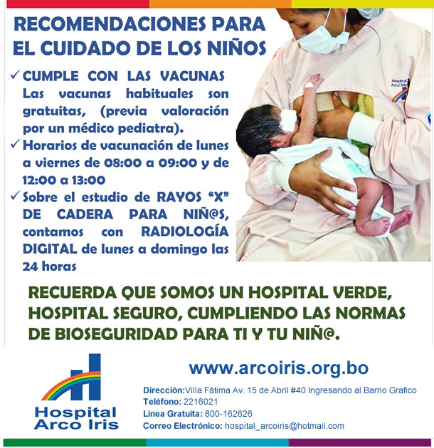 HOSPITAL ARCO IRIS: Recomendaciones para el cuidado de los niños