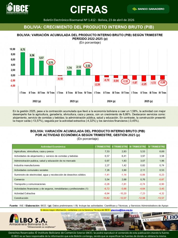 Bolivia: Crecimiento del Producto Interno Bruto (PIB)