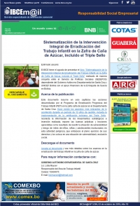 Sistematización de la Intervención Integral de Erradicación del Trabajo Infantil en la Zafra de Caña de Azúcar, incluido el Triple Sello