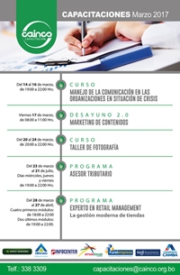 Agenda de Capacitaciones CAINCO, Marzo 2017